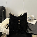Mala Transversal Suede Fringe - Detalhe de Franjas Boho com Acabamento Vintage