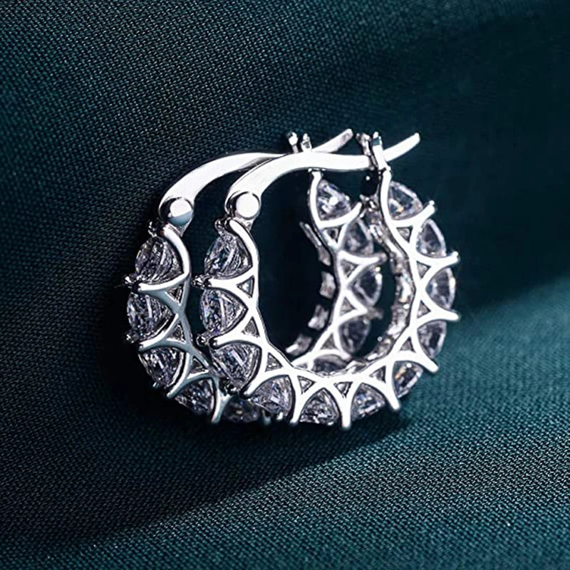 Brincos de Argola Paved Eternity - Totalmente Cravados com Cristais de Luxo