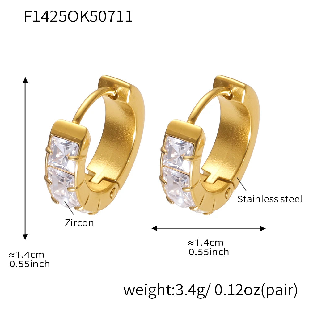 Brincos de Argola Aura Zircónia - Aço Inoxidável Banhado a Ouro 18K