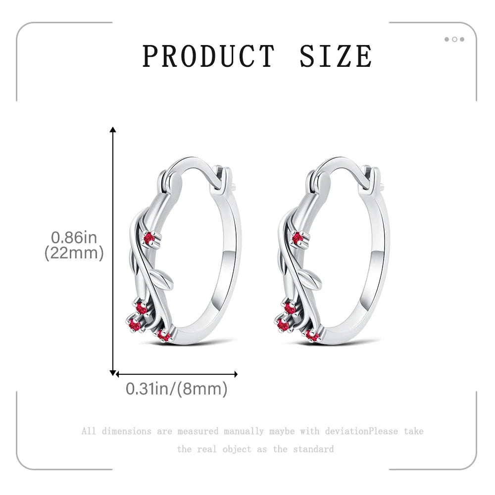 Brincos de Argola Holly Red - Prata 925 Legítima com Detalhes de Azevinho