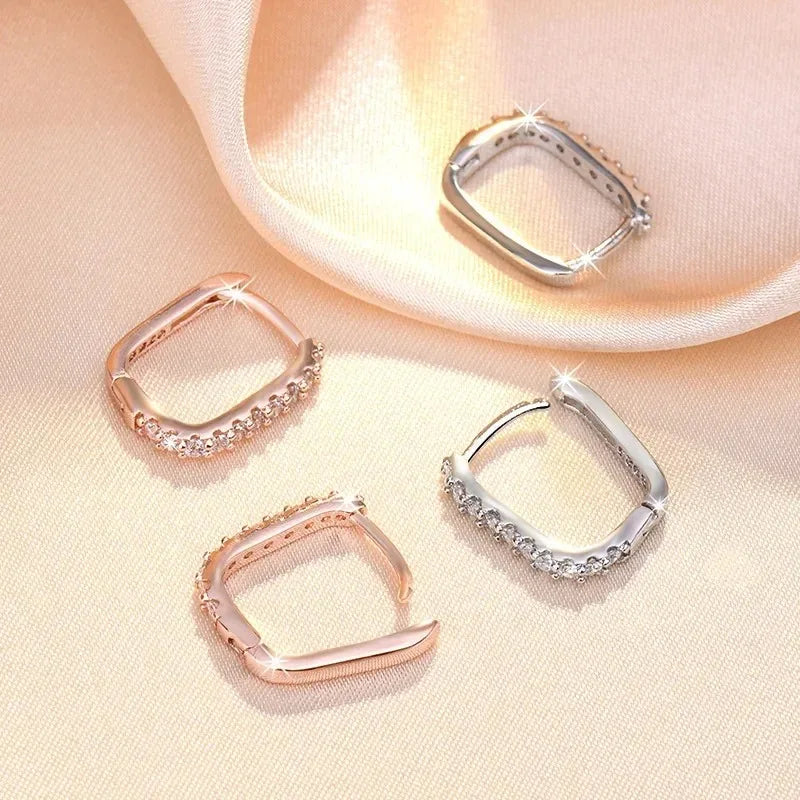Brincos de Argola Crystal Drop - Prata 925 Legítima com Cristais Pendentes