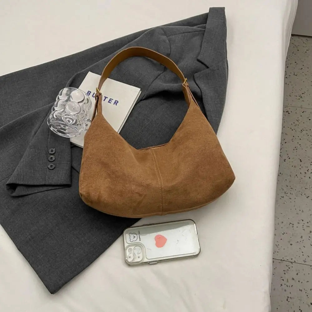 Mala de Ombro Suede Tote - Design Minimalista de Grande Capacidade em Camurça Soft