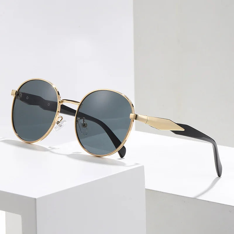 Óculos de Sol Round Metal - Traço Metálico Fino com Proteção UV400