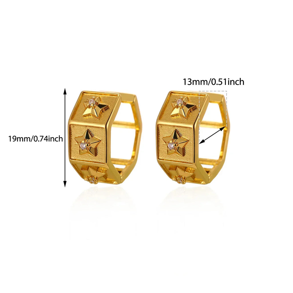 Brincos Huggies Facetados Losango - Design Geométrico Banhado a Ouro