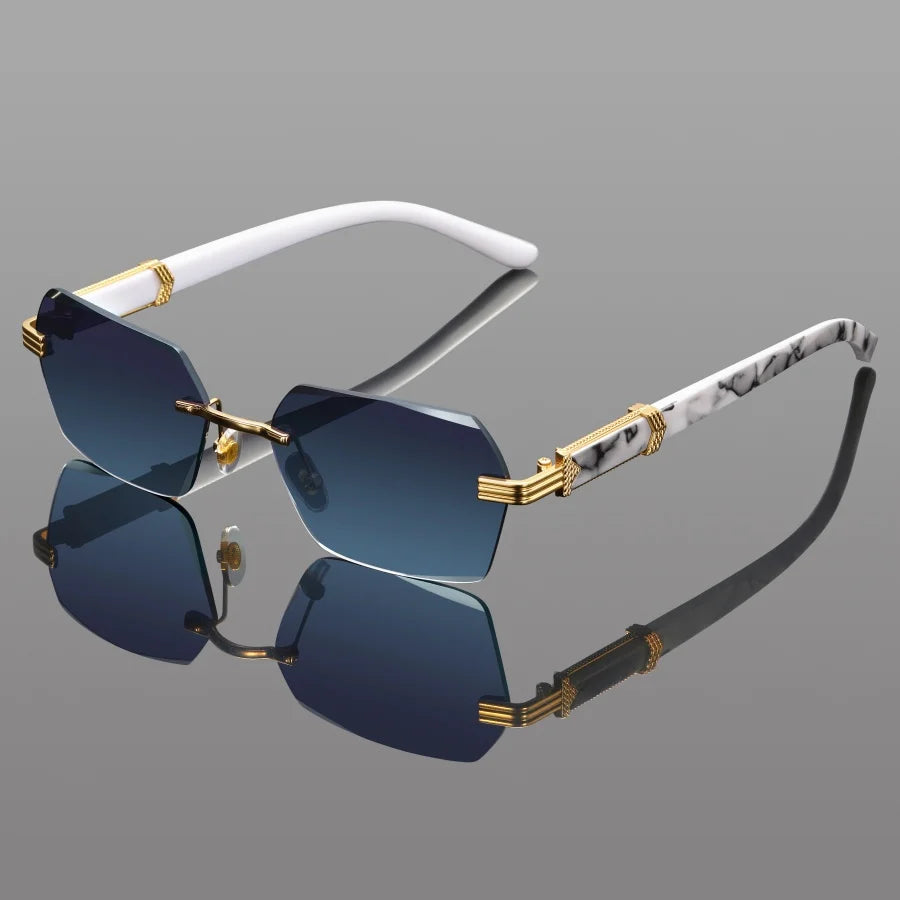 Óculos de Sol Slice Polygon - Design Sem Aro com Lentes Lapidadas UV400