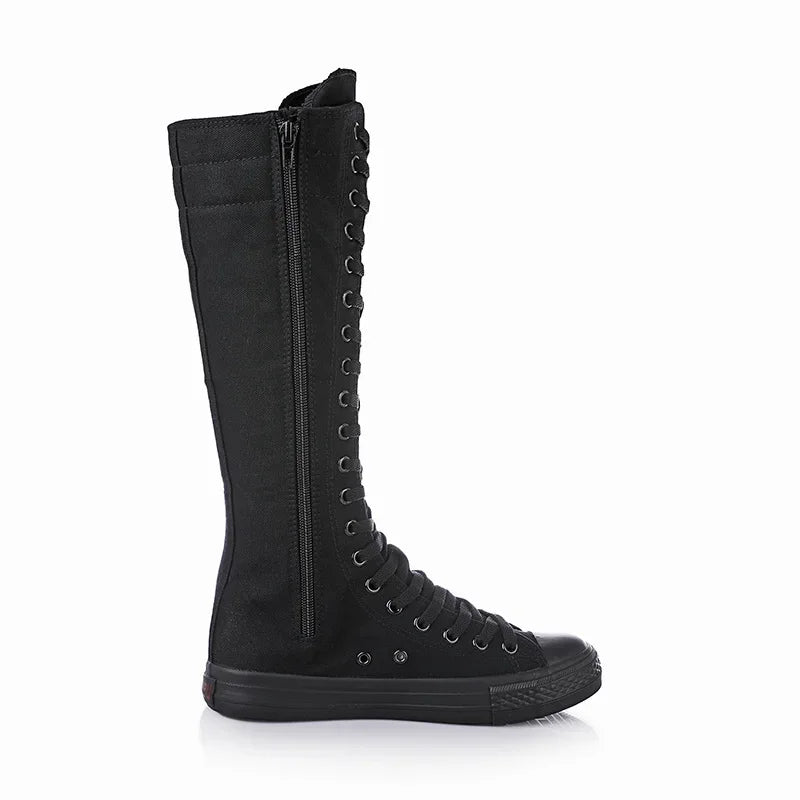 Bota Cano Alto Canvas Street - Design Urbano com Atacadores e Fecho Easy-Wear