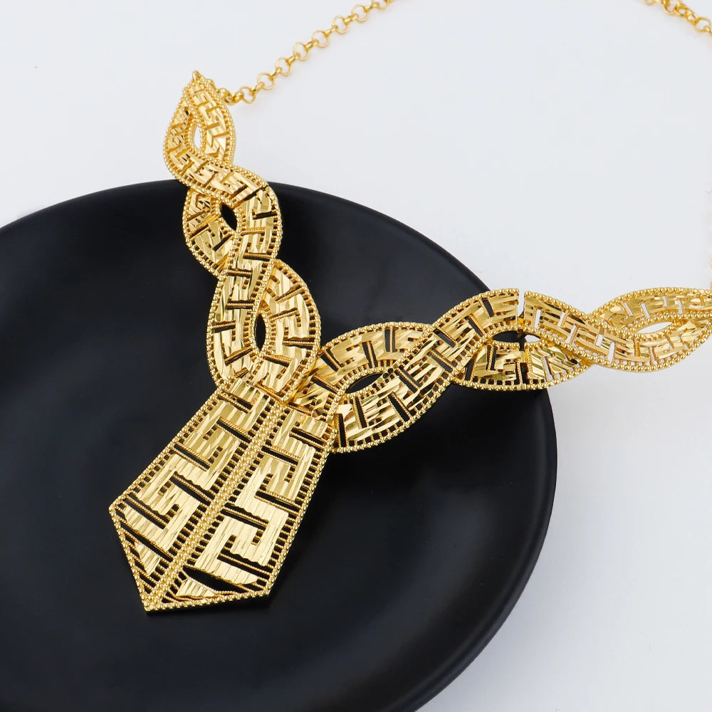 Conjunto Gotas de Ouro - Gargantilha e Brincos Geométricos