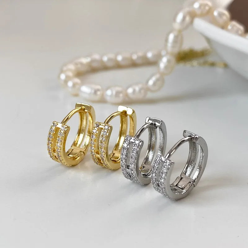 Brincos de Argola Dupla Urban Chic - Aço Inoxidável Premium Espelhado