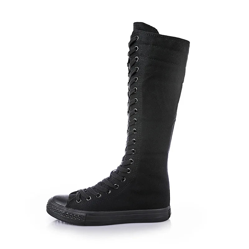 Bota Cano Alto Canvas Street - Design Urbano com Atacadores e Fecho Easy-Wear