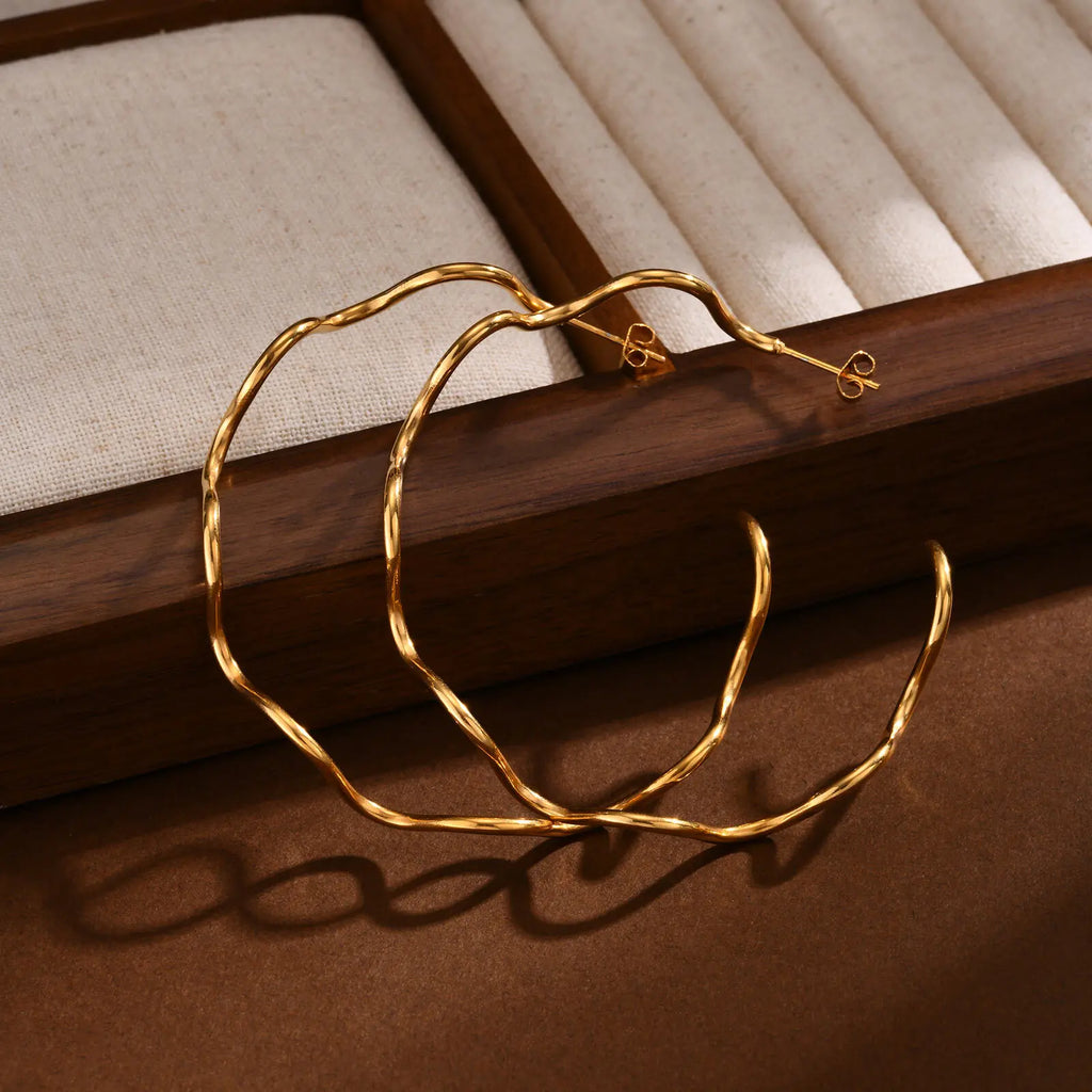 Brincos de Argola Dubai Imperial - Design Max Volumoso Banhado a Ouro