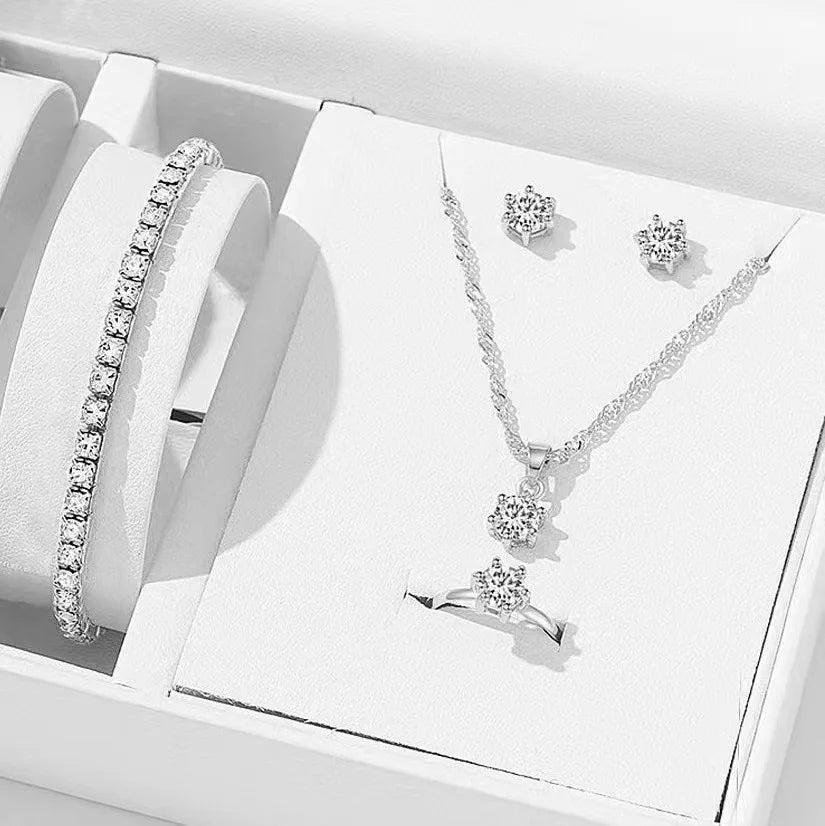 Conjunto Riviera Premium Prata 925 - Colar, Brincos e Pulseira