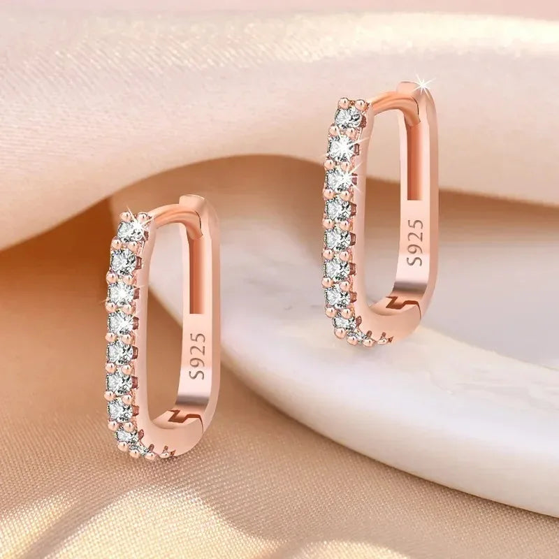 Brincos de Argola Crystal Drop - Prata 925 Legítima com Cristais Pendentes