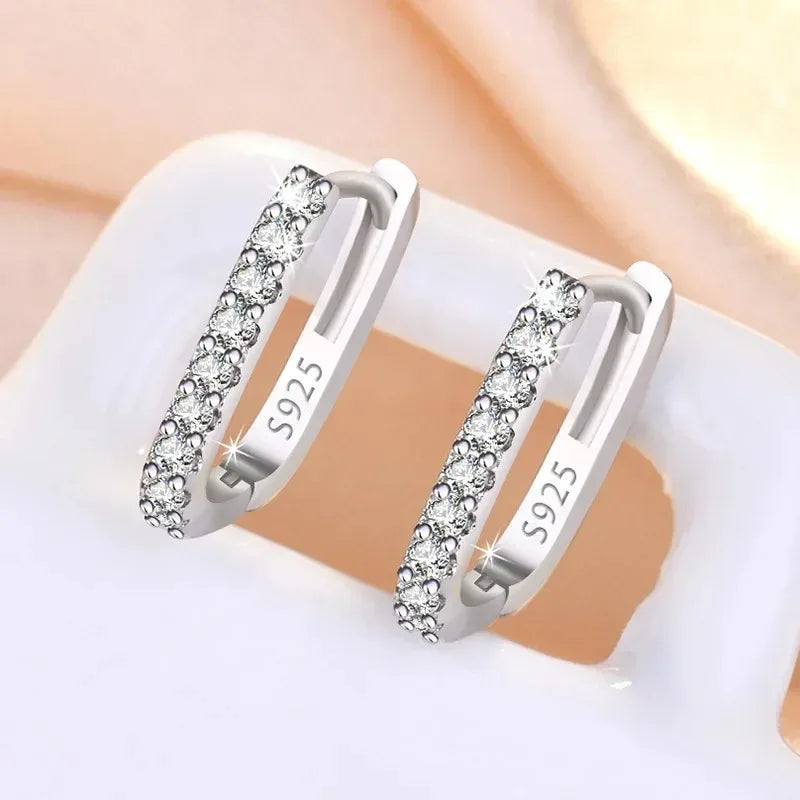 Brincos de Argola Crystal Drop - Prata 925 Legítima com Cristais Pendentes