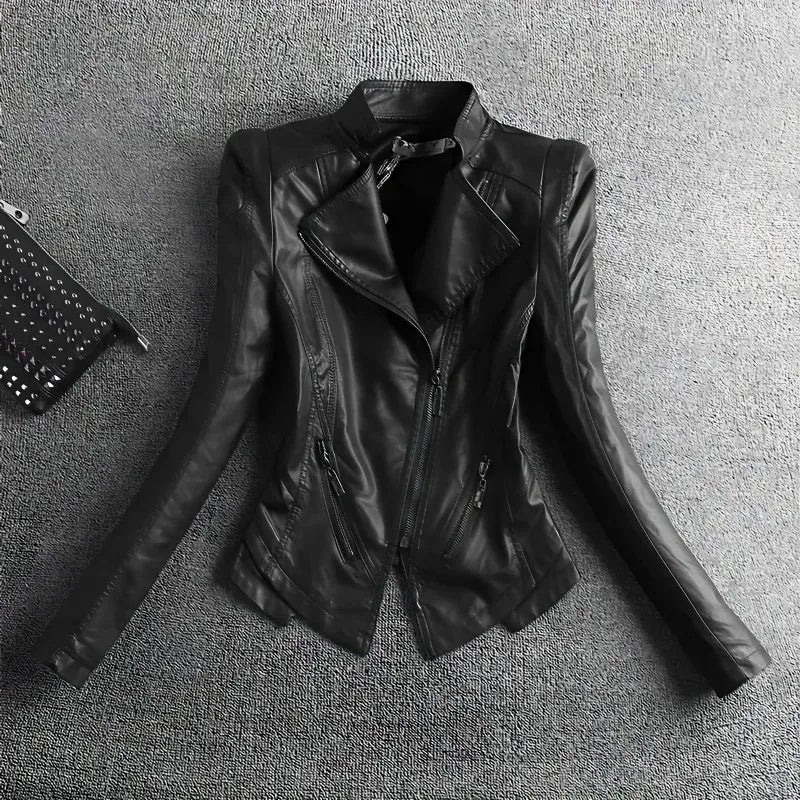 Jaqueta Cropped Cyber Biker - Design Y2K Streetwear em Cabedal Premium