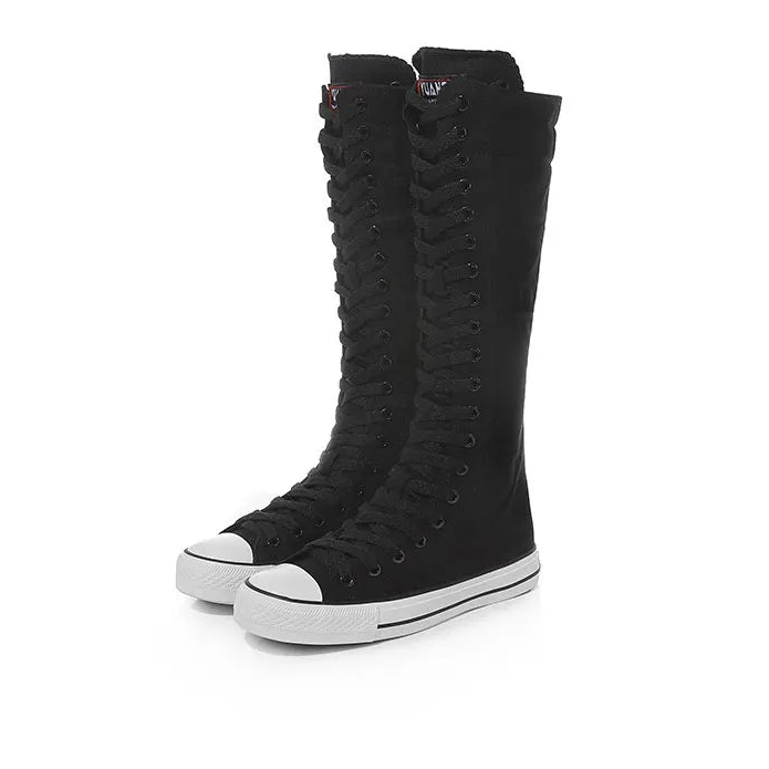 Bota Cano Alto Canvas Street - Design Urbano com Atacadores e Fecho Easy-Wear