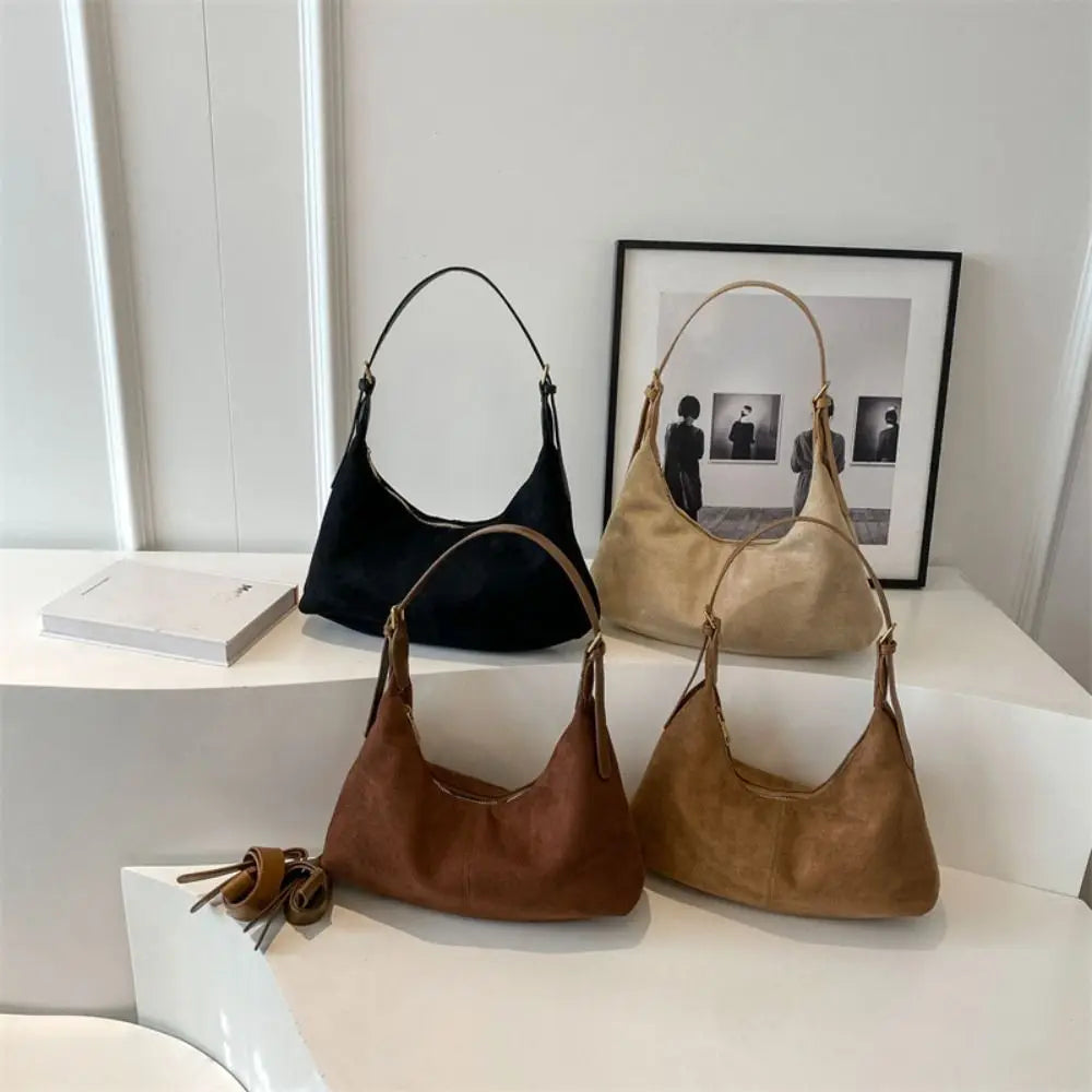 Mala de Ombro Suede Tote - Design Minimalista de Grande Capacidade em Camurça Soft