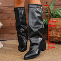 Bota Over-the-Knee Fold Over - Design Arquitetónico com Salto de Grife