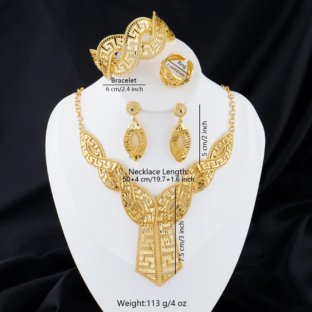 Conjunto Gotas de Ouro - Gargantilha e Brincos Geométricos