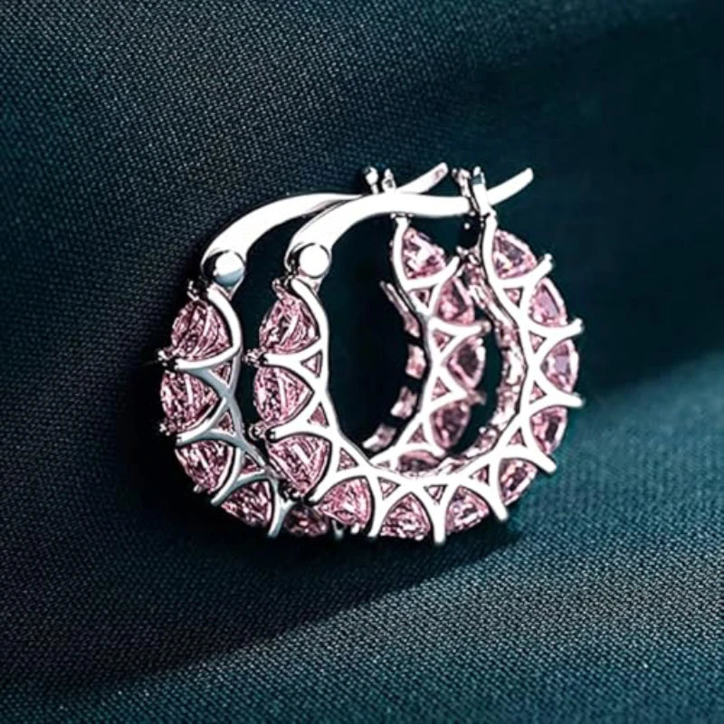 Brincos de Argola Paved Eternity - Totalmente Cravados com Cristais de Luxo