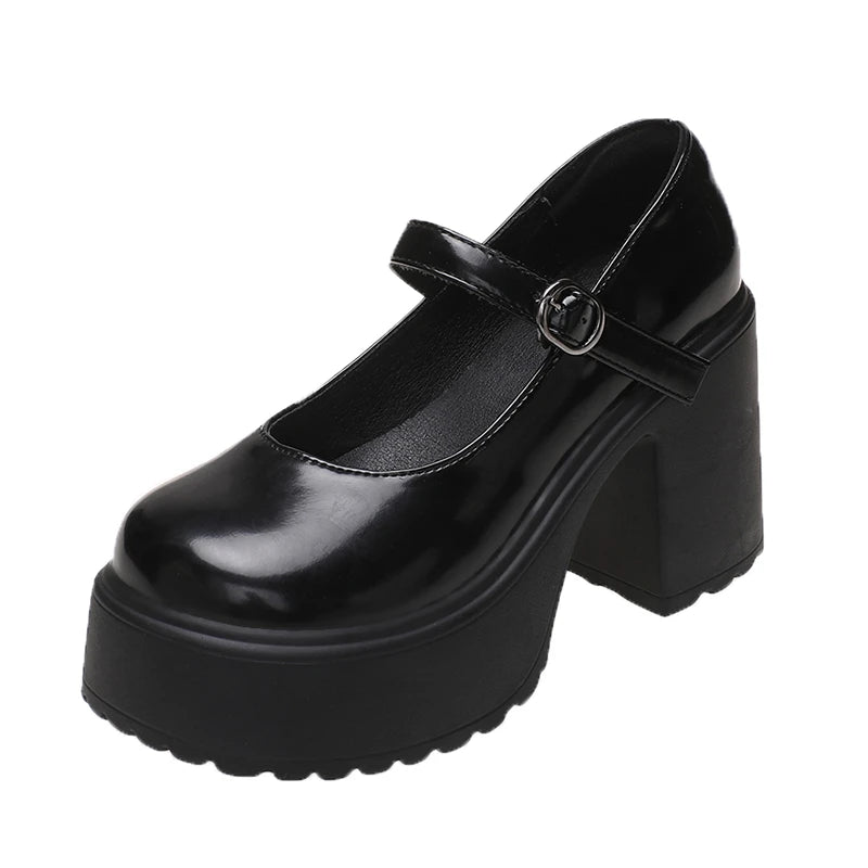 Sapato Chunky Platform Runway - Salto Bloco com Tiras Cruzadas de Alta Moda