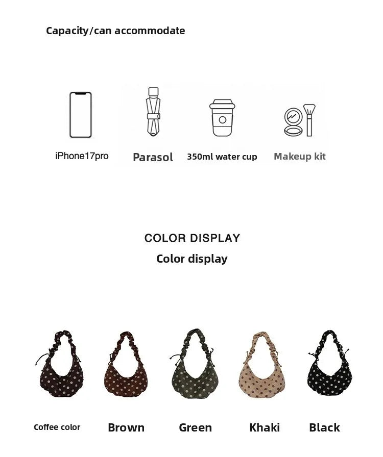 Mala Dumpling Suede Dot - Silhueta Pastel em Camurça Macia com Estampa Poá