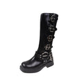 Bota Cano Alto Combat Shadow - Design Plataforma com Fivelas de Alta Moda