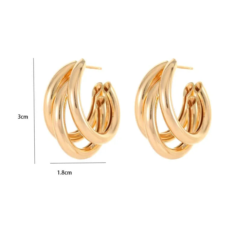 Brincos de Argola Circled Diana - Design Vintage Banhado a Ouro