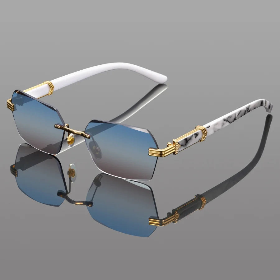 Óculos de Sol Slice Polygon - Design Sem Aro com Lentes Lapidadas UV400