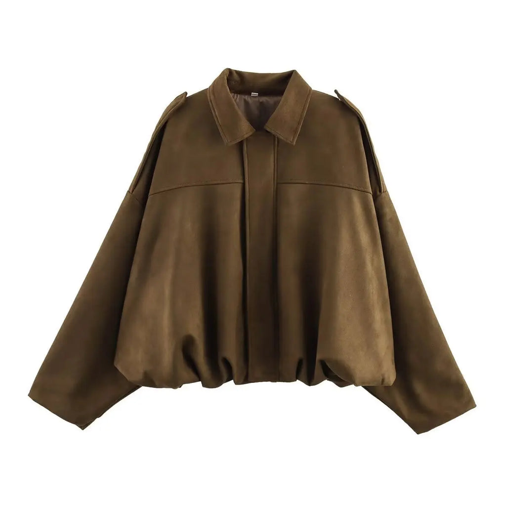 Jaqueta Bomber Suede Oversized - Acabamento Aveludado Soft com Modelagem Confort