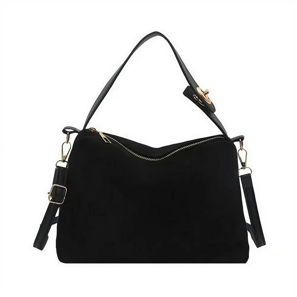 Mala Transversal Suede Vintage - Alça Regulável com Ferragens de Grife em Camurça Soft