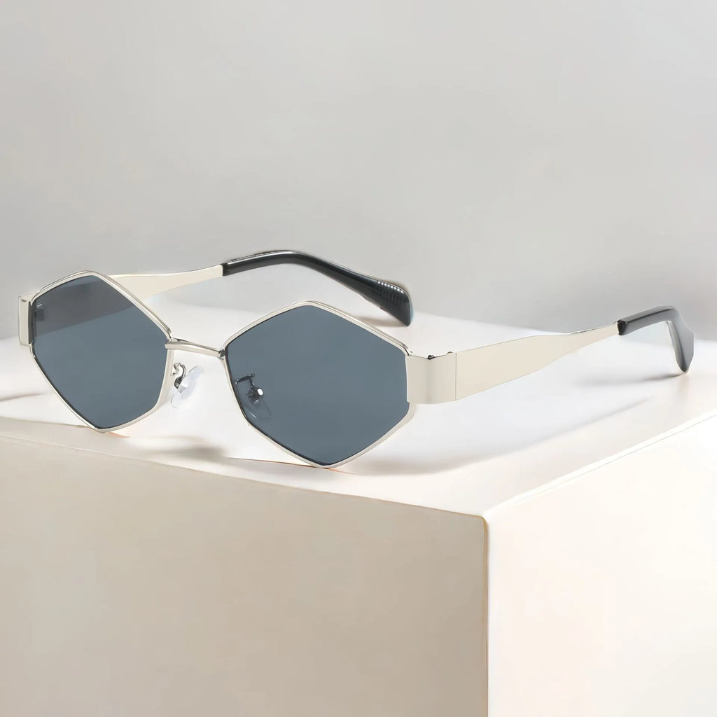 Óculos de Sol Hexagon Sculpt - Silhueta Geométrica Unissex com Proteção UV400