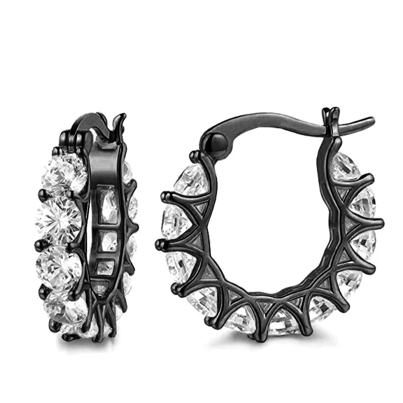 Brincos de Argola Paved Eternity - Totalmente Cravados com Cristais de Luxo