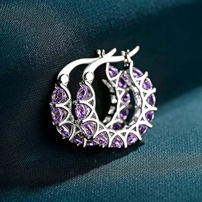 Brincos de Argola Paved Eternity - Totalmente Cravados com Cristais de Luxo