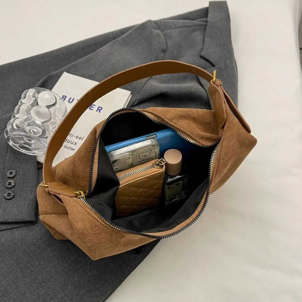 Mala de Ombro Suede Tote - Design Minimalista de Grande Capacidade em Camurça Soft