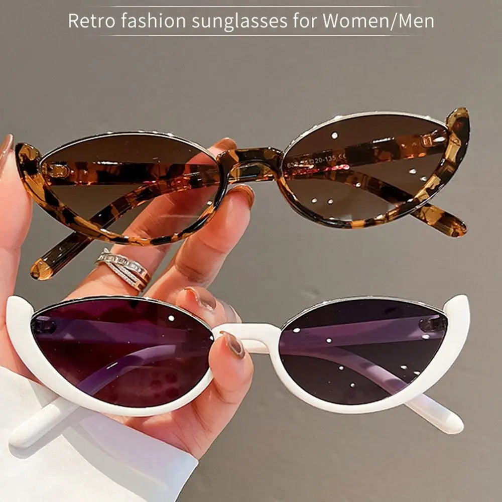 Óculos de Sol Cat-Eye Slim - Design Meia Armação com Proteção UV400