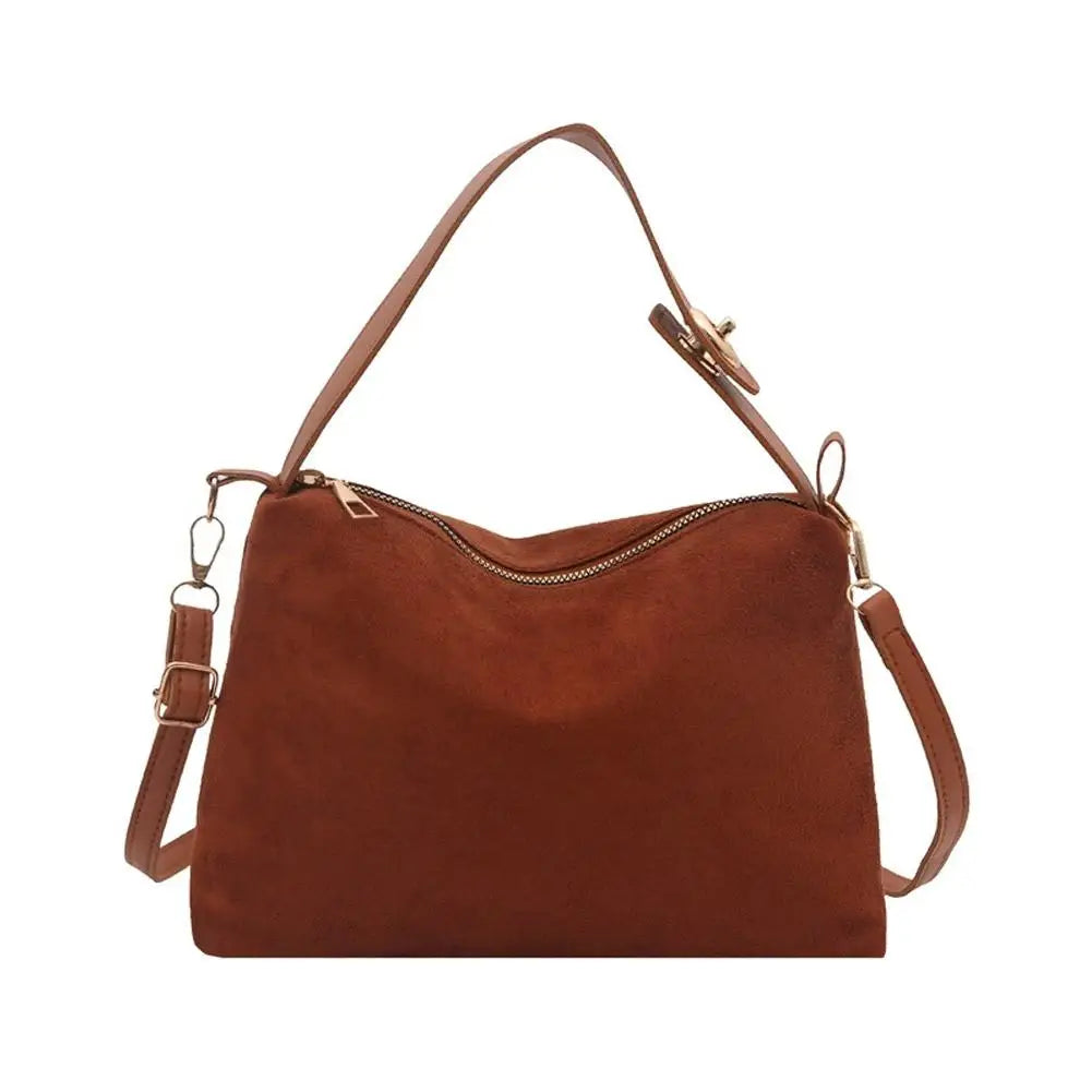 Mala Transversal Suede Vintage - Alça Regulável com Ferragens de Grife em Camurça Soft