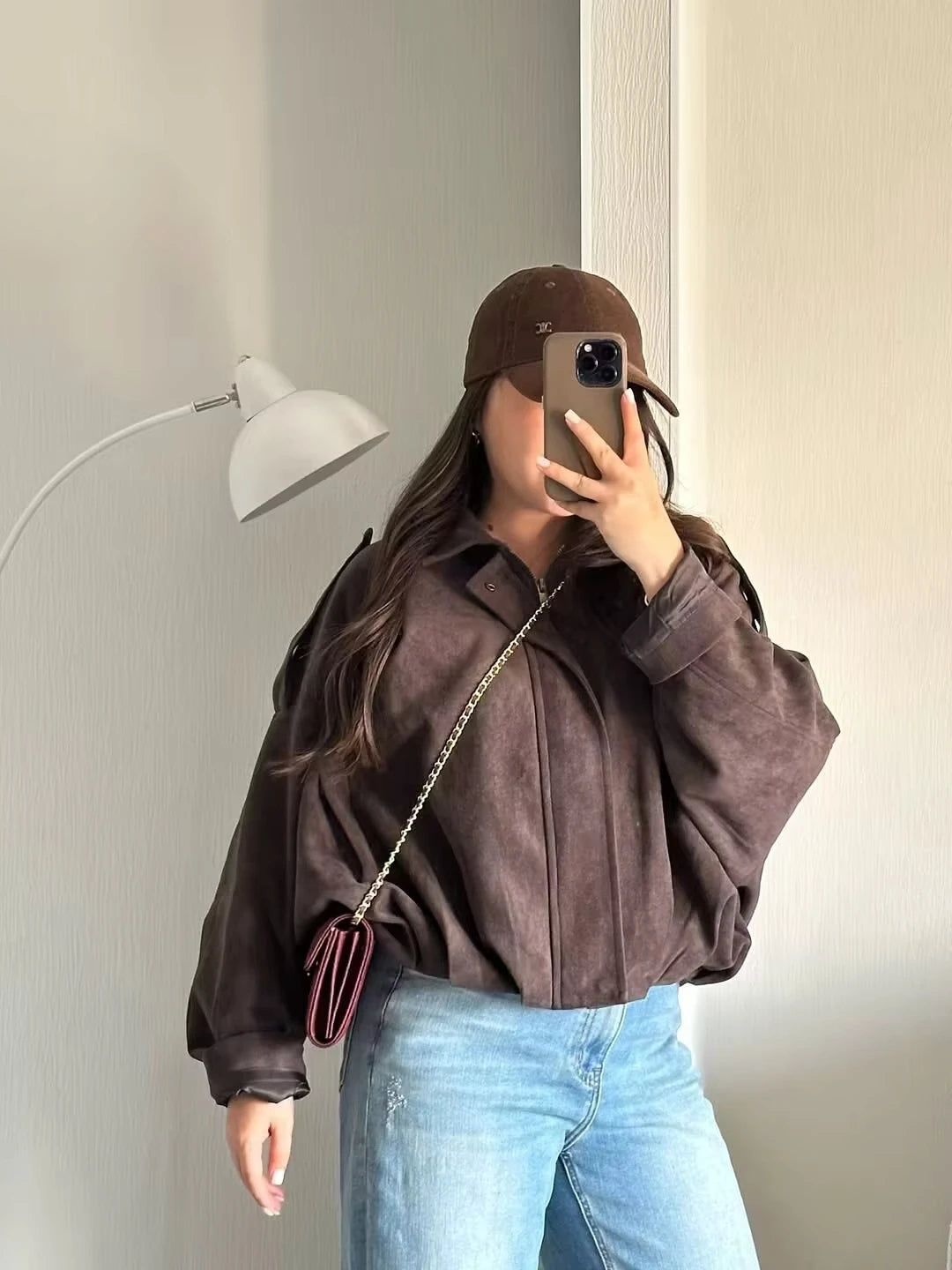 Jaqueta Bomber Suede Oversized - Acabamento Aveludado Soft com Modelagem Confort