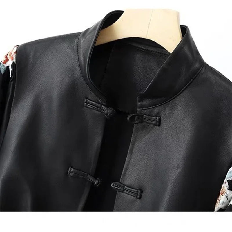 Jaqueta Minimalist Stand Collar - Gola Alta Alinhada em Cabedal Premium Soft