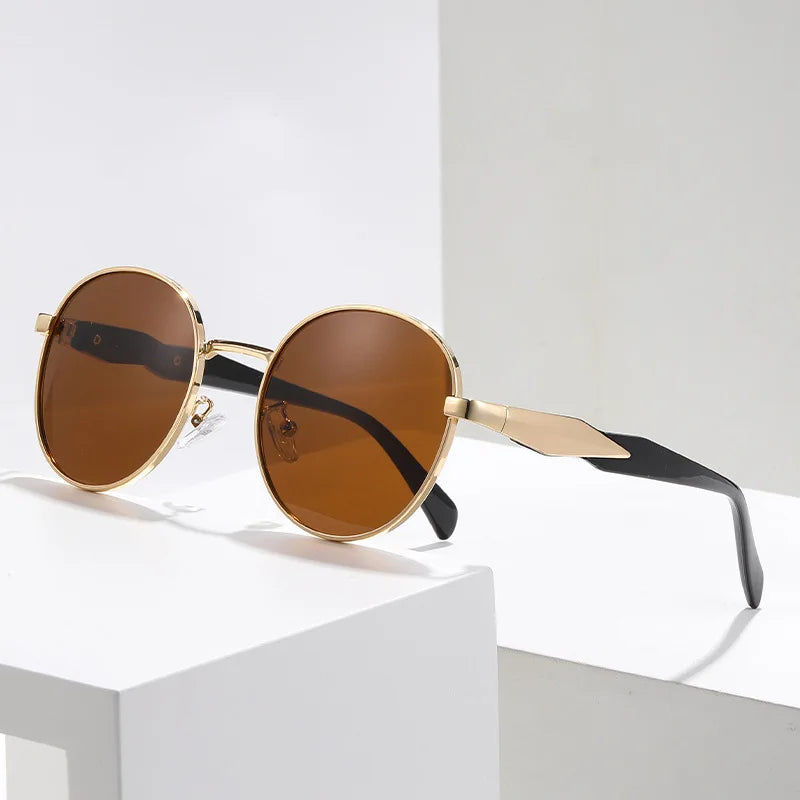 Óculos de Sol Round Metal - Traço Metálico Fino com Proteção UV400