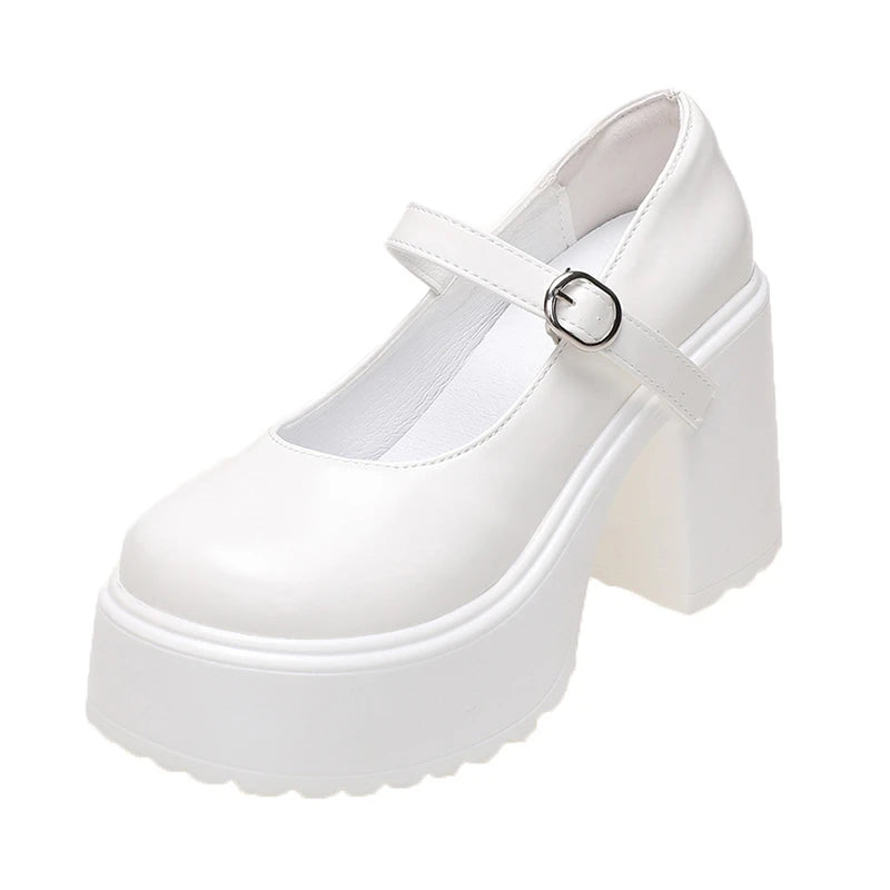 Sapato Chunky Platform Runway - Salto Bloco com Tiras Cruzadas de Alta Moda