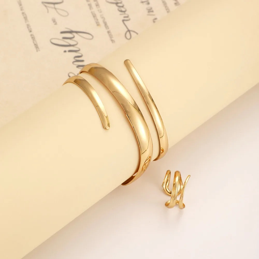 Conjunto Corrente Cartier - Pulseira e Anel Banhados a Ouro