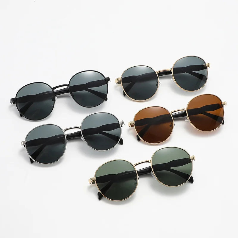 Óculos de Sol Round Metal - Traço Metálico Fino com Proteção UV400