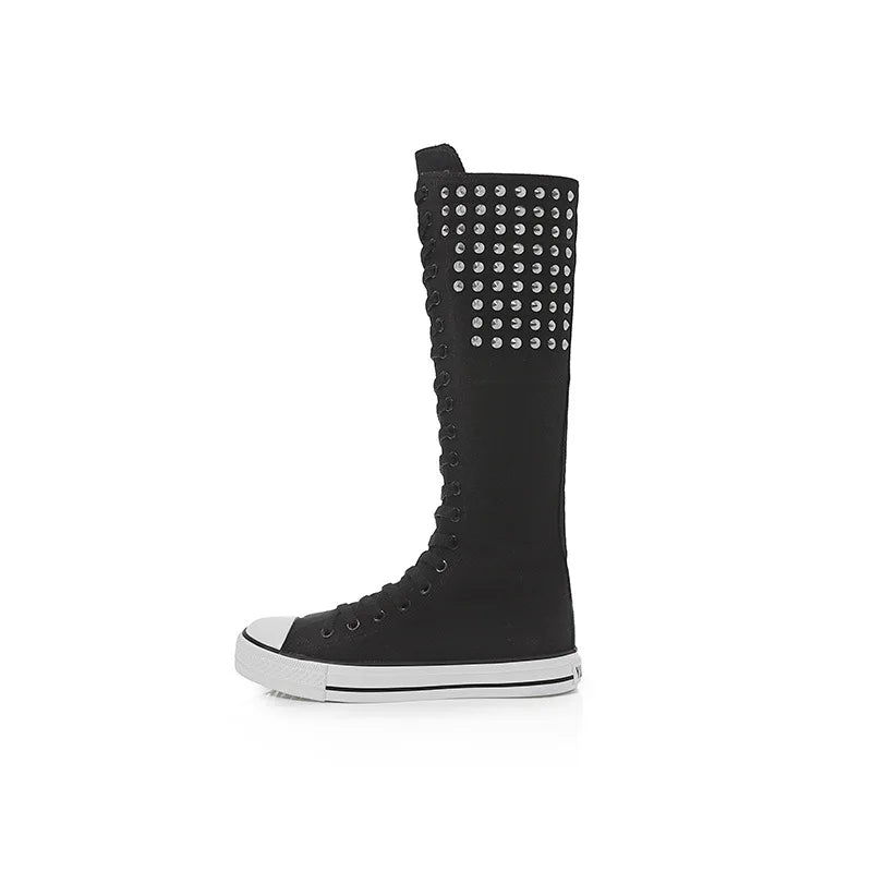 Bota Cano Alto Canvas Street - Design Urbano com Atacadores e Fecho Easy-Wear