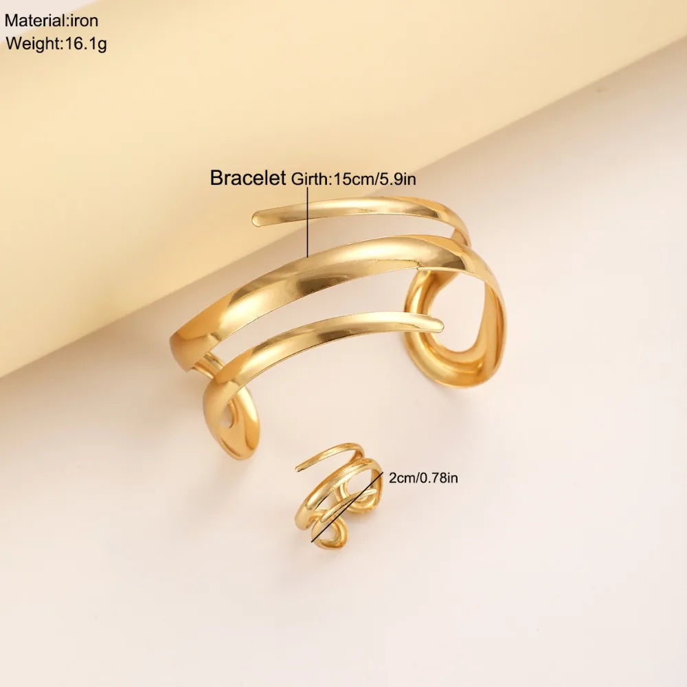Conjunto Corrente Cartier - Pulseira e Anel Banhados a Ouro