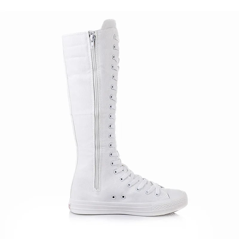 Bota Cano Alto Canvas Street - Design Urbano com Atacadores e Fecho Easy-Wear