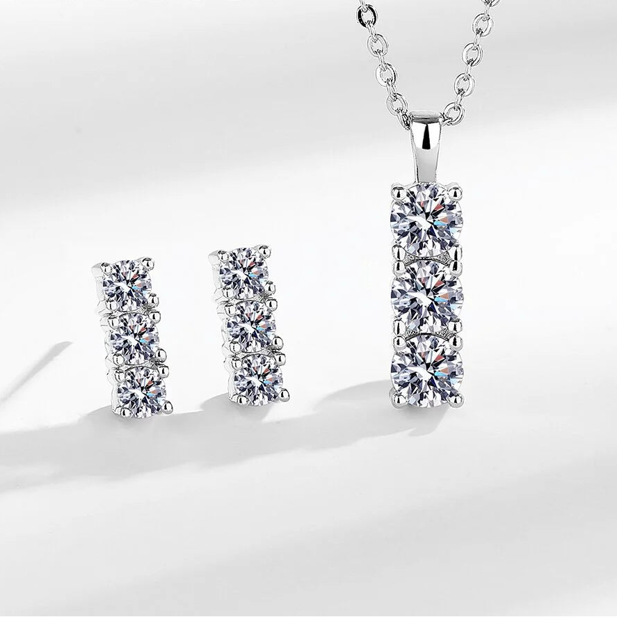 Conjunto Riviera Prata 925 - Brincos e Colar Exclusivo