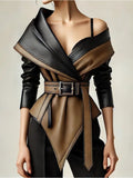 Jaqueta Assimétrica Avant-Garde - Design One-Shoulder com Barra Irregular e Fivelas