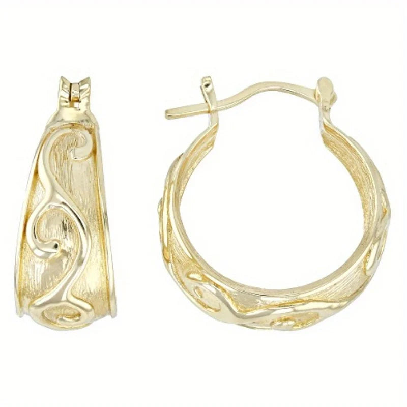 Brincos de Argola Classic Carving - Design Esculpido com Textura Exclusiva