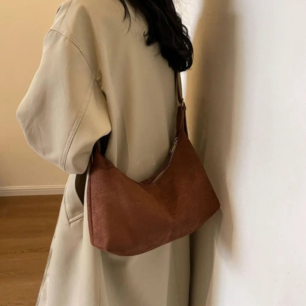 Mala de Ombro Suede Tote - Design Minimalista de Grande Capacidade em Camurça Soft