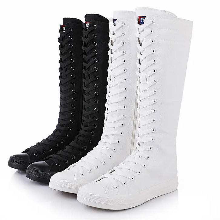 Bota Cano Alto Canvas Street - Design Urbano com Atacadores e Fecho Easy-Wear